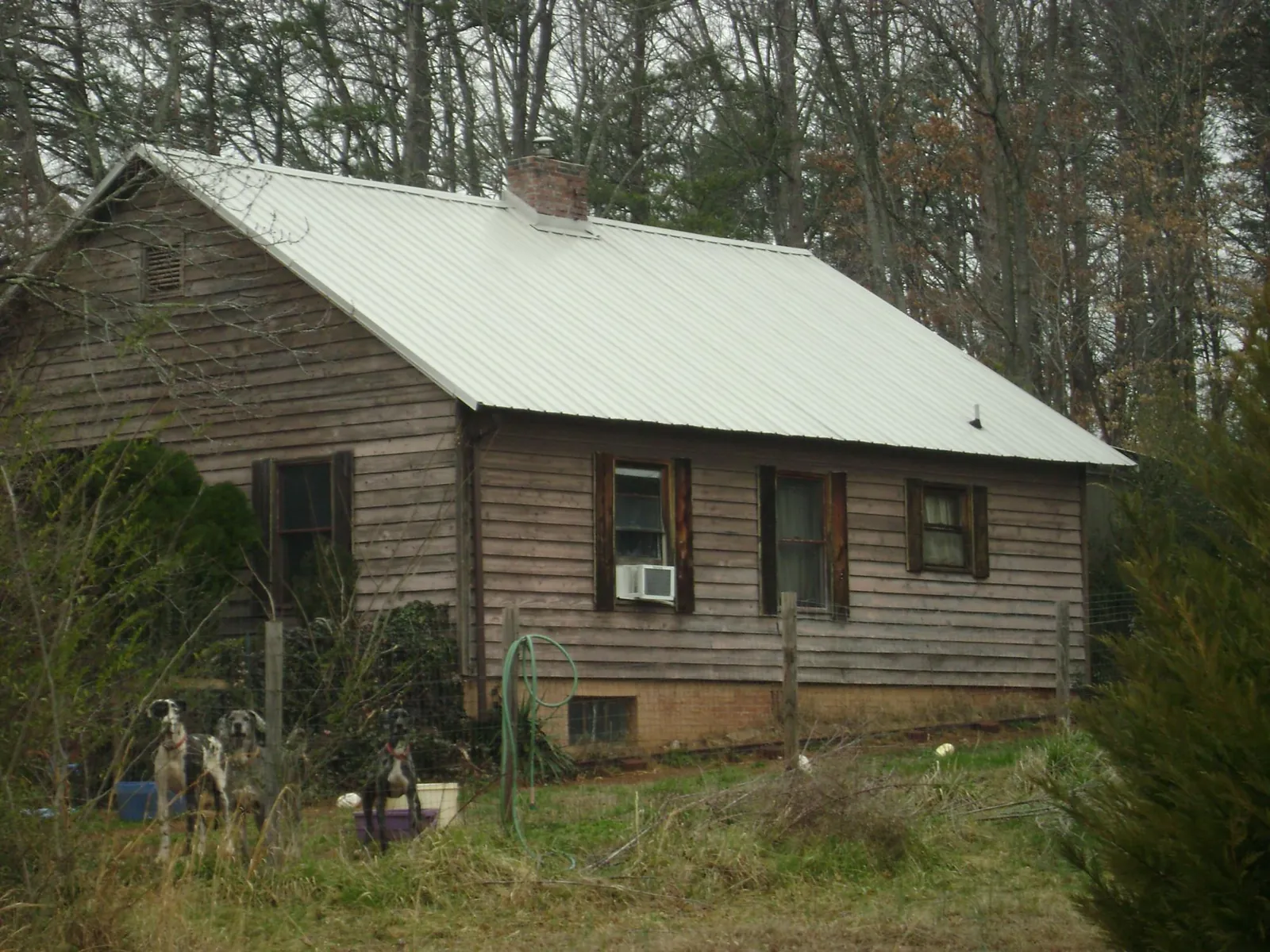White metal roof on an old wood sided farmhouse, from a Asphalt Shingle Roof Repair job in Middlebrook